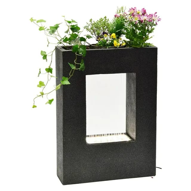 DOBAR Gartenbrunnen, mit Pflanzkasten, BxHxL: 19 x 76 x 54,5 cm, Polyresin - grau