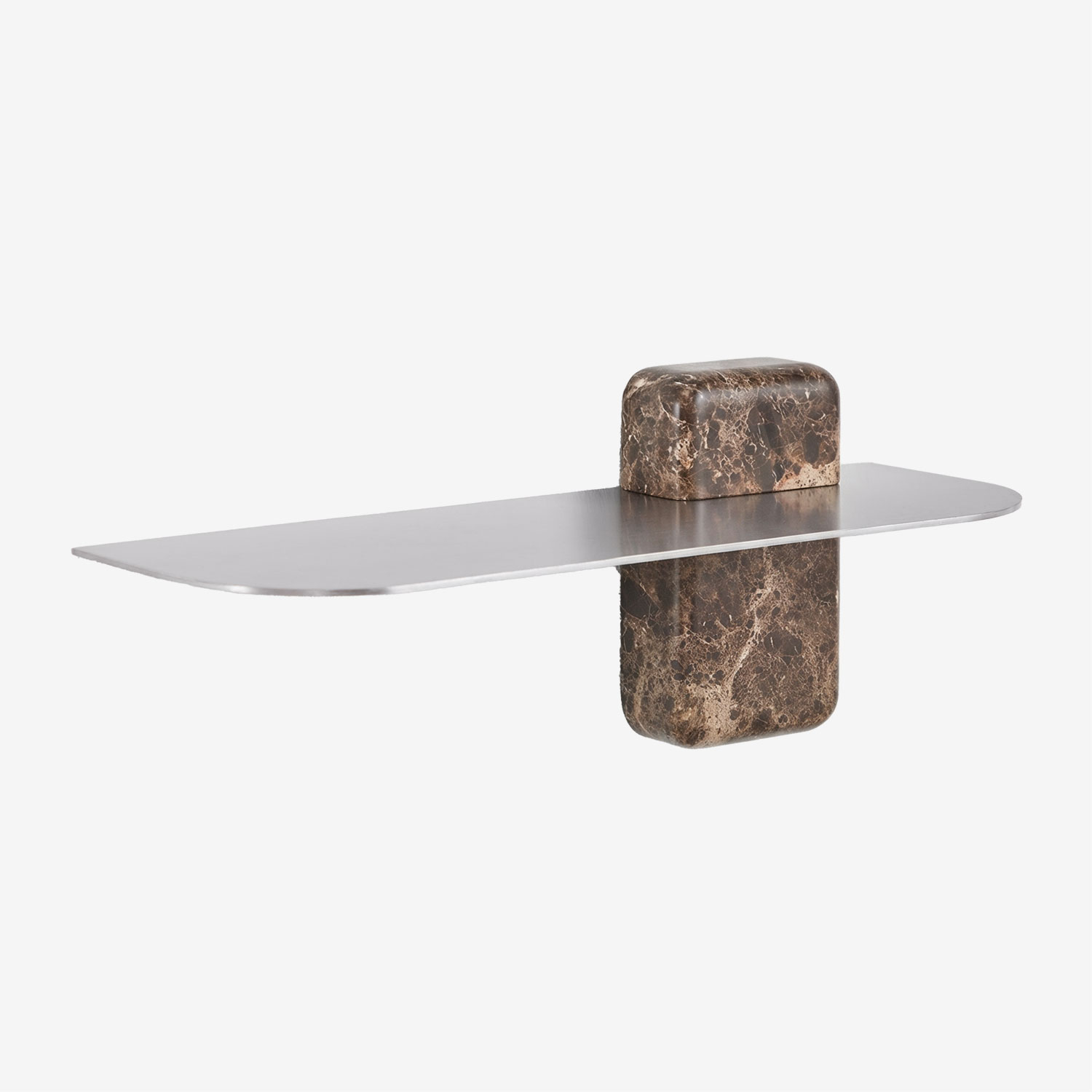 Sklum Wandregal Für Das Badezimmer Aus Edelstahl Serbian Brauner Marmor Emperador &x2194&xfe0e 45 Cm