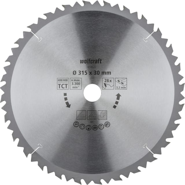 WOLFCRAFT Tisch-Kreissägeblätter, Ø: 315 mm, 28 Zähne