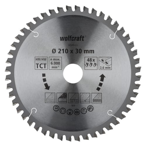 WOLFCRAFT Kapp-und Gehrungssägeblatt, Ø: 210 mm, 48 Zähne