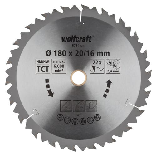 WOLFCRAFT Kreissägeblatt, Ø: 180 mm, 22 Zähne