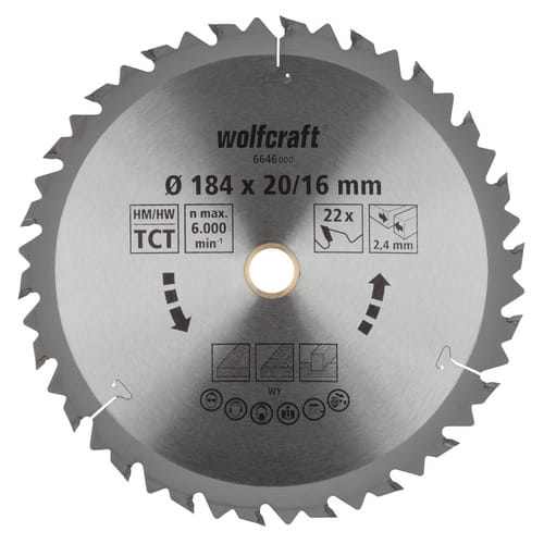 WOLFCRAFT Kreissägeblatt, Ø: 184 mm, 22 Zähne