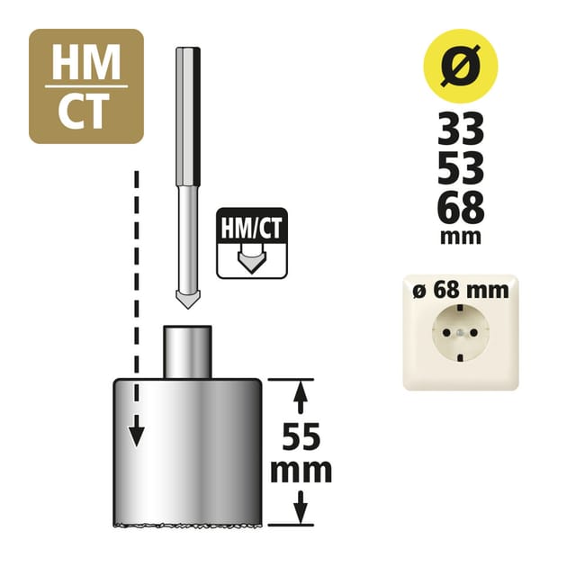 WOLFCRAFT lochsaegekoffer, Ø: 68, 53, 33 mm, Metall