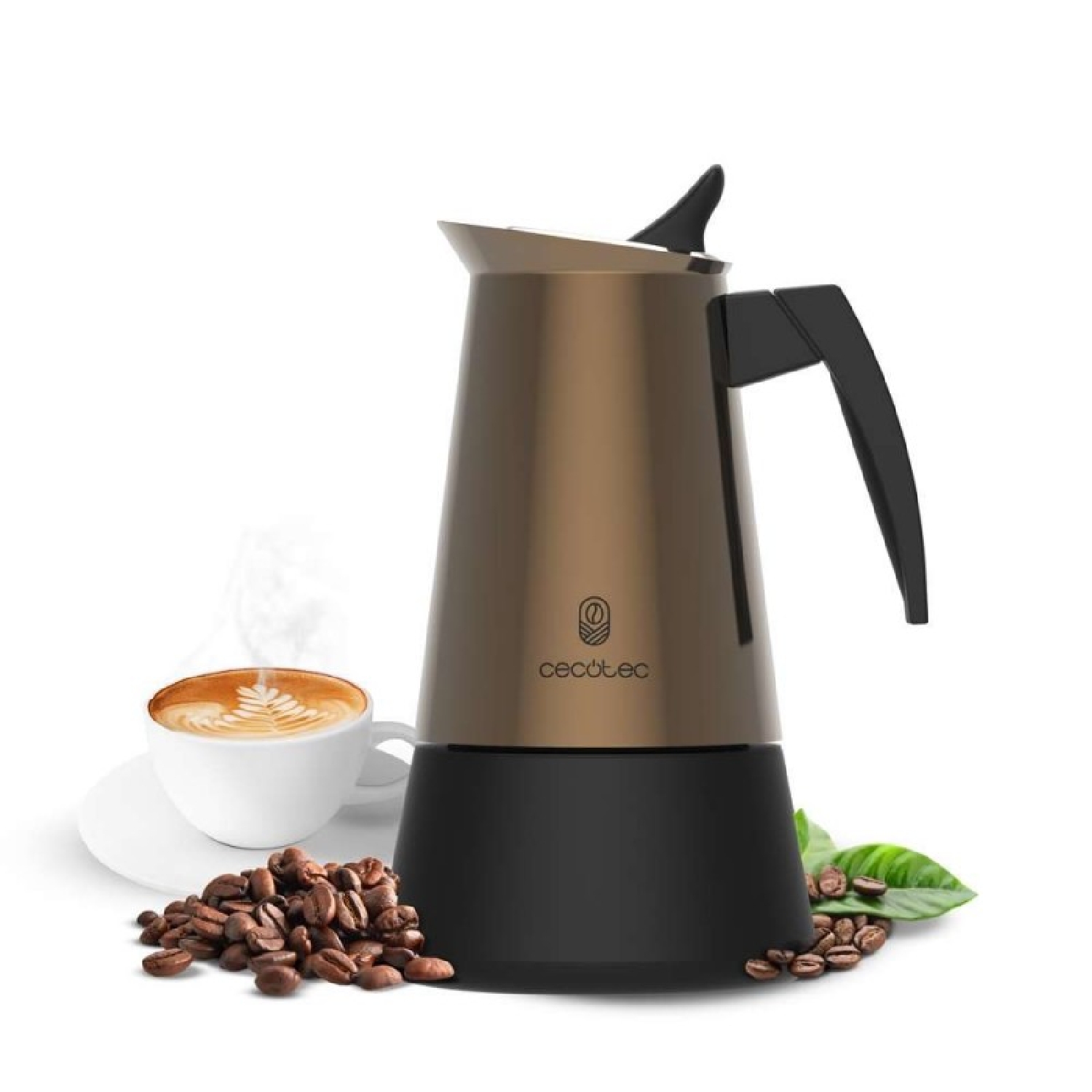 Italienische Kaffeemaschine Cecotec Piccolina 600 Gold. 300 Ml, 6 Tassen Kaffee, Edelstahl, Für Alle Oberflächen Geeignet, Premium-filter
