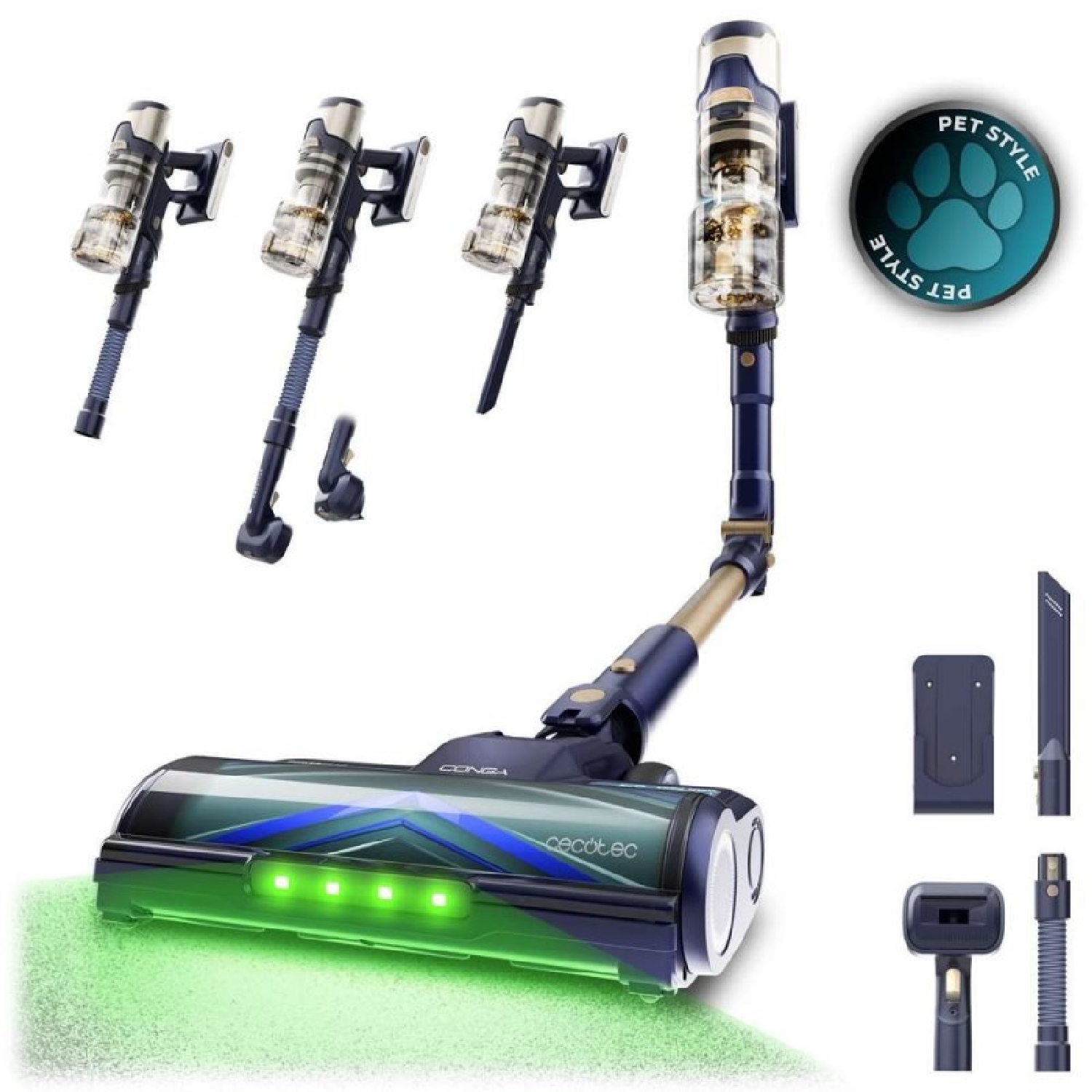 Cecotec Kabelloser Akkustaubsauger Conga Rockstar Rs80 Pet Flex Neo. 600 W, 200 Aw Saugleistung, Anti-tangle-bürste.