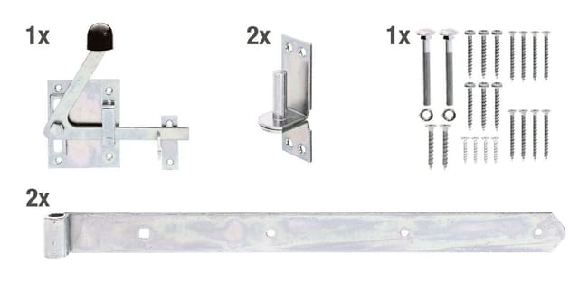 Beschlag-Set, galvanisch verzinkt, LxBxH: 500x144x35 mm, für Einzeltür - silberfarben