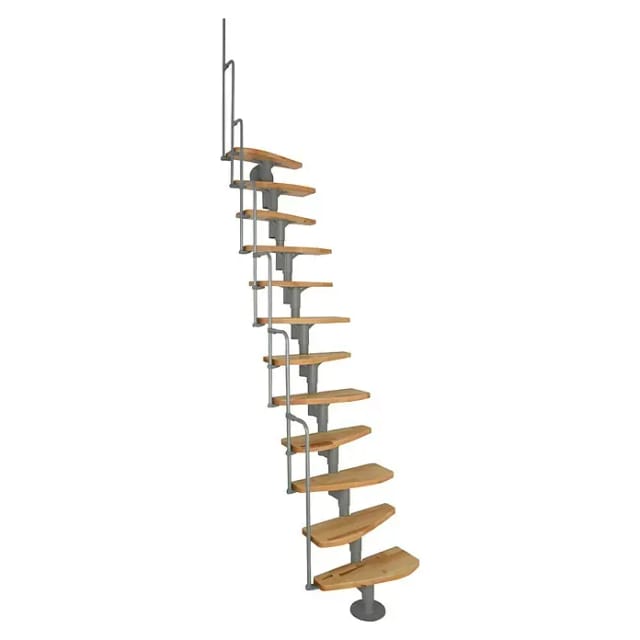 Raumspartreppe, Stahl, 12 Stufen, max. Geschosshöhe - silberfarben