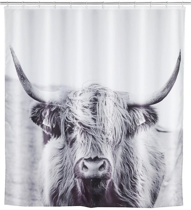 WENKO Duschvorhang, BxL: 180 x 200 cm, weiß/schwarz - weiss