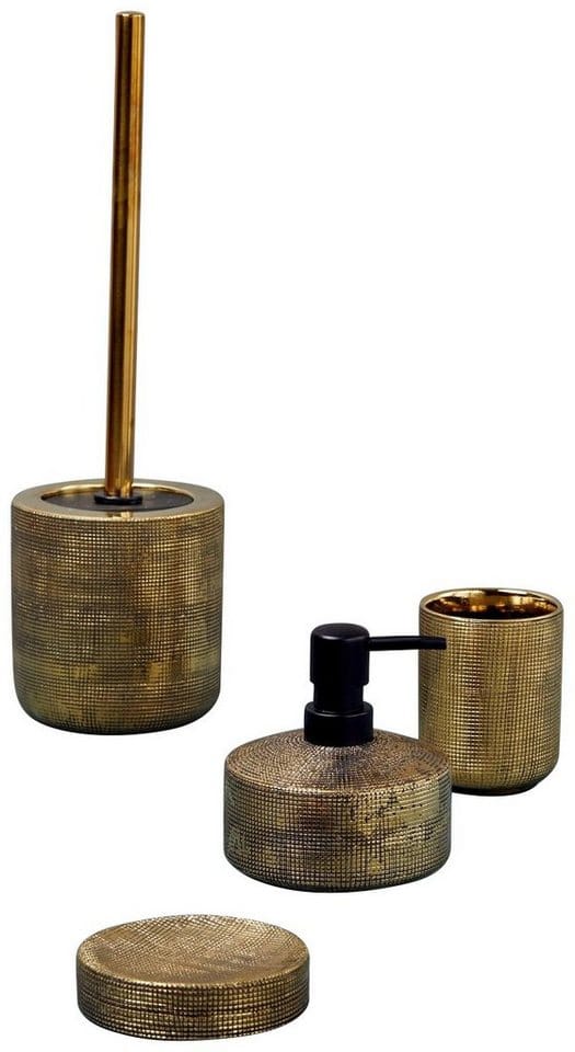 WENKO Bad-Accessoire-Set »Rivara«, goldfarben, Keramik