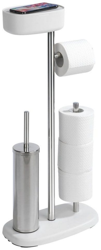 WENKO WC-Garnitur, Edelstahl, weiß - weiss