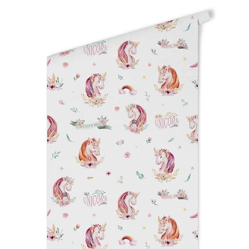 K&L Wall Art Vliestapete »Kinder Vliestapete«, Einhorn Prinzessin Rosa, mehrfarbig, matt - bunt