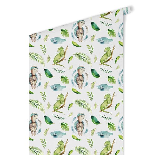 K&L Wall Art Vliestapete »Kinder Vliestapete«, Tiere Schildkröte Leguan, mehrfarbig, matt - bunt
