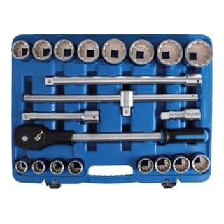 BGS Technic Steckschlüsselsatz, Antrieb 20 mm / (3/4Z) , Zollgrößen , 21-tlg. - bunt
