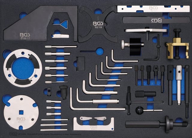 BGS Technic Werkstattwagen-Einlage, Motor-Einst.- Werkzeugsatz f. Ford,VW,Seat,Mazda,Volvo - bunt