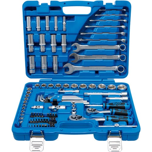 BGS Technic Steckschlüsselsatz, Sechskant , Antrieb / 6,3 mm(1/4Z)/10 mm(3/8Z) Zollgrößen 92tl - bunt