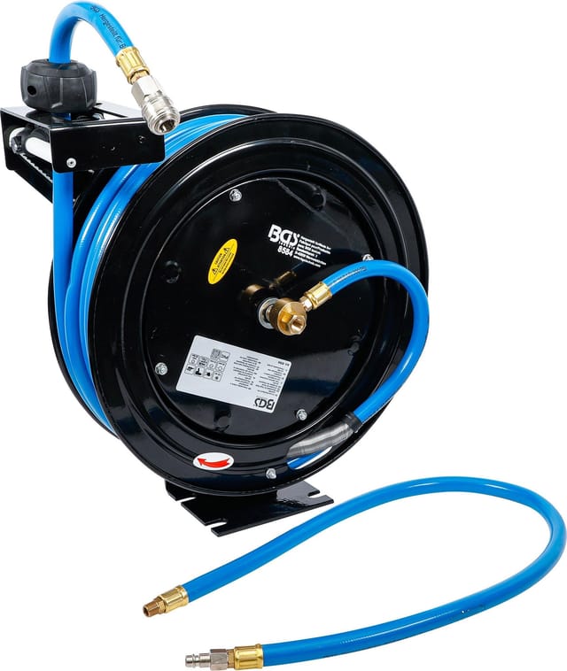 BGS Technic Druckluftschlauch, mit Aufroller, automatisch, 15 m - blau