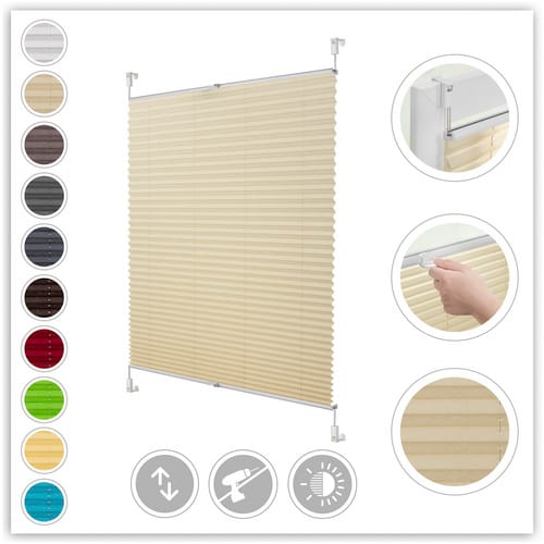 Lichtblick Plissee, ‎Klemmfix, verspannt, 100x130 cm, creme - beige