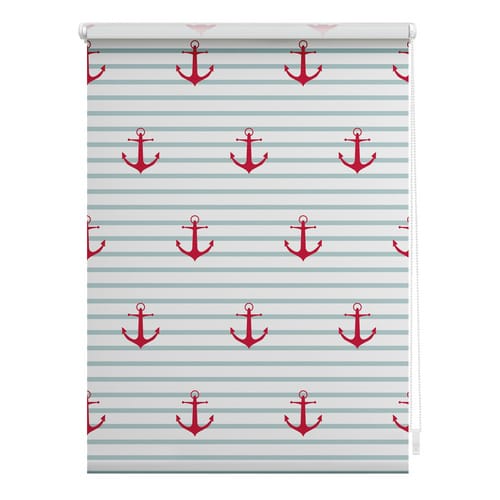 Lichtblick Rollo, ‎‎Klemmfix, 80x150 cm‎‎, Anker gestreift, türkis rosa - blau