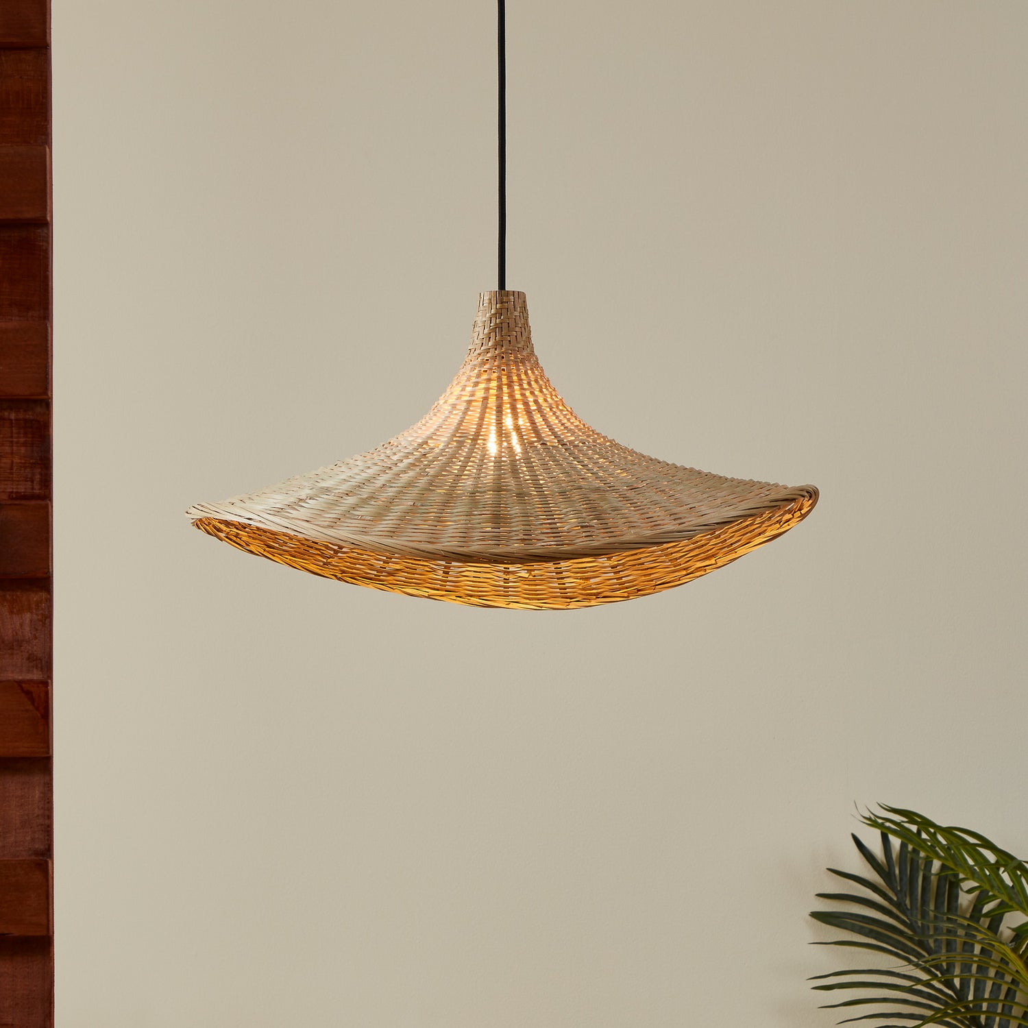 [gebraucht] B-ware Eglo Hängeleuchte Haxey Pendelampe Deckenlampe Leuchte Bambusschirm Ø50cm57