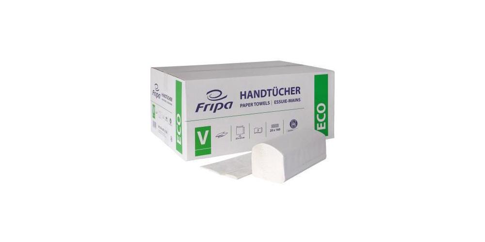 Fripa Papierhandtuch Fripa Eco 25 X 23 Cm (b X L) Papier 100 % Recycelt Weiß 20 X 160 Bl./pack.