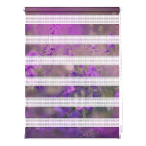 Lichtblick Duo-Rollo, ‎Klemmfix, B x L: 80 x 150 cm, Blumenwiese, fuchsia violett - lila