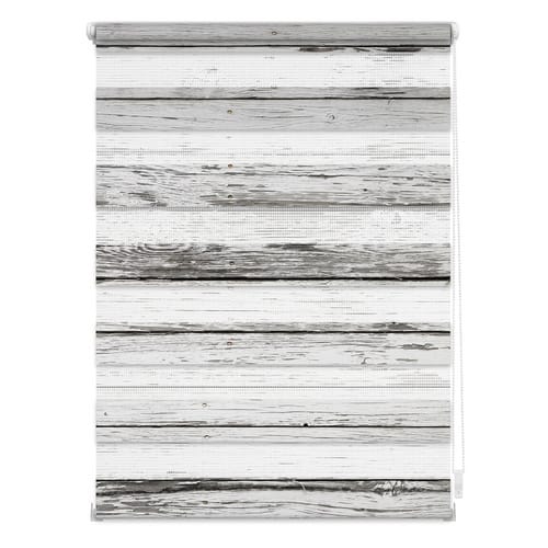 Lichtblick Duo-Rollo, ‎Klemmfix, B x L: 45 x 150 cm, Bretter Vintage, weiß grau - weiss