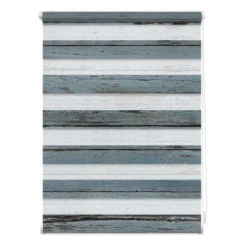 Lichtblick Duo-Rollo, ‎Klemmfix, B x L: 60 x 150 cm, Bretter Vintage, Petrol - blau