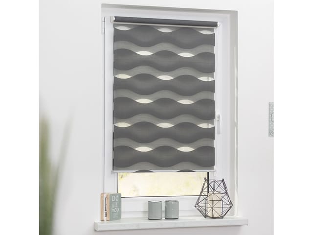 Lichtblick Duo-Rollo, ‎Klemmfix, B x L: 100 x 150 cm, Welle, anthrazit - grau