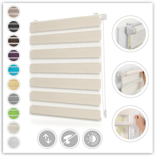 Lichtblick Duo-Rollo, ‎Klemmfix, B x L: 75 x 150 cm, Polyester, natur - beige