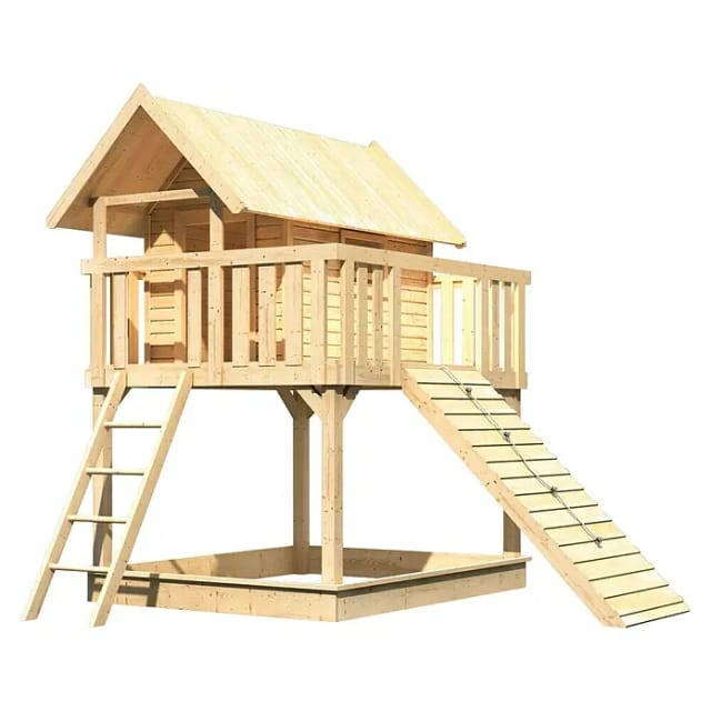 KARIBU Kinderspielgerät, BxHxT: 198 x 329,5 x 243 cm, natur - braun