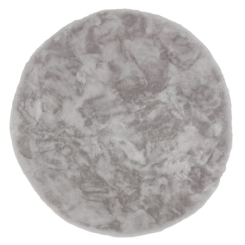 SCHÖNER WOHNEN KOLLEKTION Kunstfellteppich »Tender«, Ø 120 cm, rund, Polyester - silberfarben
