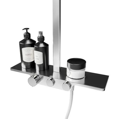 SCHULTE Duschsystem »Modern«, HxT: 111,5 x 45,5 cm, Messing, inkl. Thermostat - silberfarben