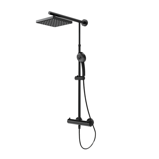 SCHULTE Duschsystem »Black Style«, HxT: 155,4 x 43,4 cm, Messing, inkl. Thermostat - schwarz