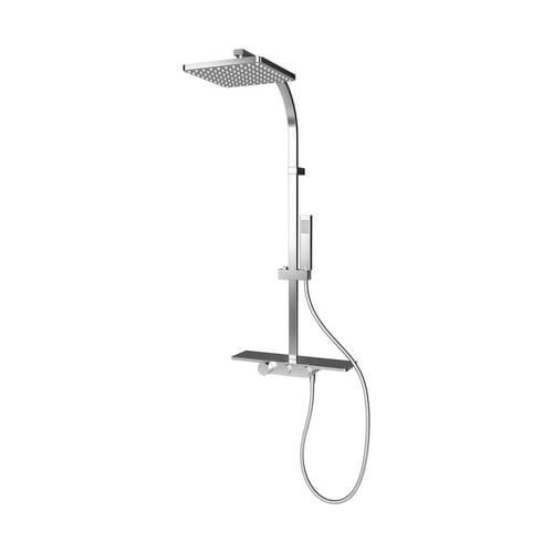 SCHULTE Duschsystem »Square«, HxT: 102,5 x 44 cm, Messing, inkl. Thermostat - silberfarben