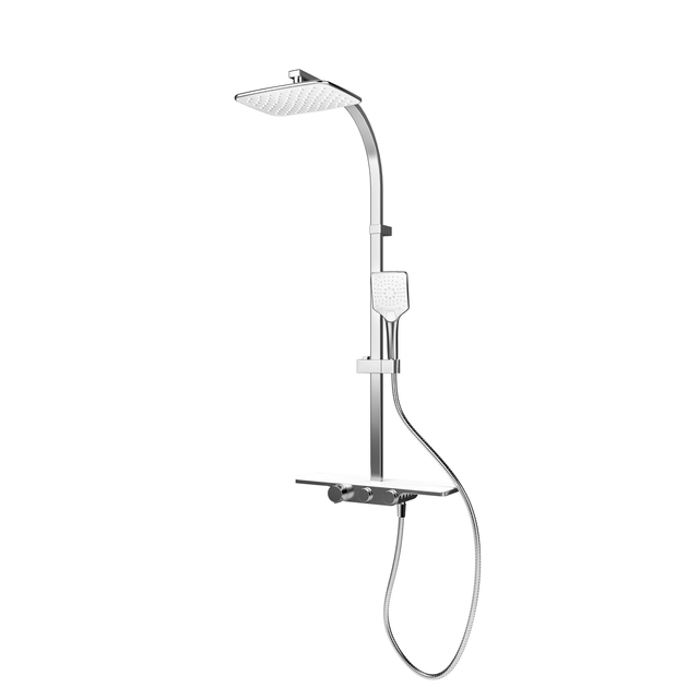 SCHULTE Duschsystem »Square«, HxT: 103 x 44 cm, Messing, inkl. Thermostat - silberfarben