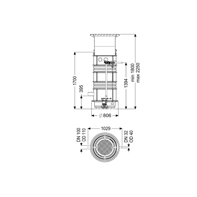 -pumpstation Aquapump Medium Duo, Gtf 600, 1800-2250 Mm, Klasse D
