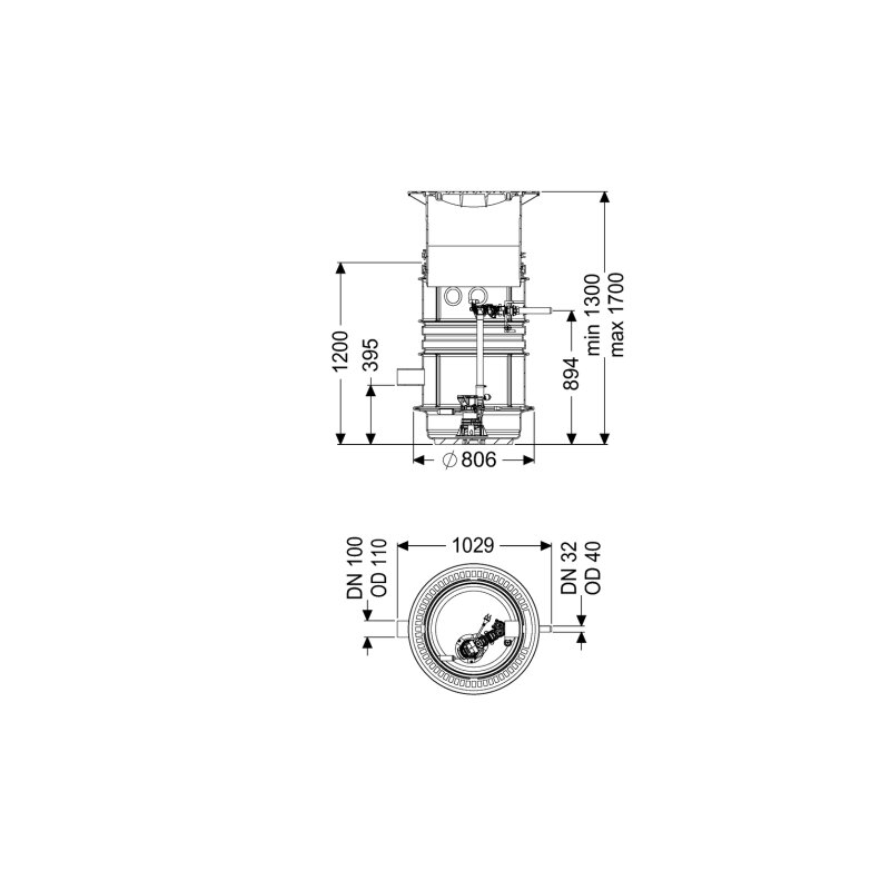 -pumpstation Aquapump Medium Mono, Gtf 600, 1300-1750 Mm, Klasse B