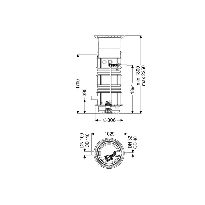 -pumpstation Aquapump Medium Tronic, Gtf 1200, 1800-2250 Mm, Klasse D