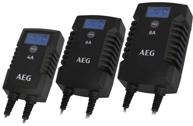 AEG Batterieladegerät, für alle gängigen 6 V und 12 V Blei-Säure-Batterien - schwarz