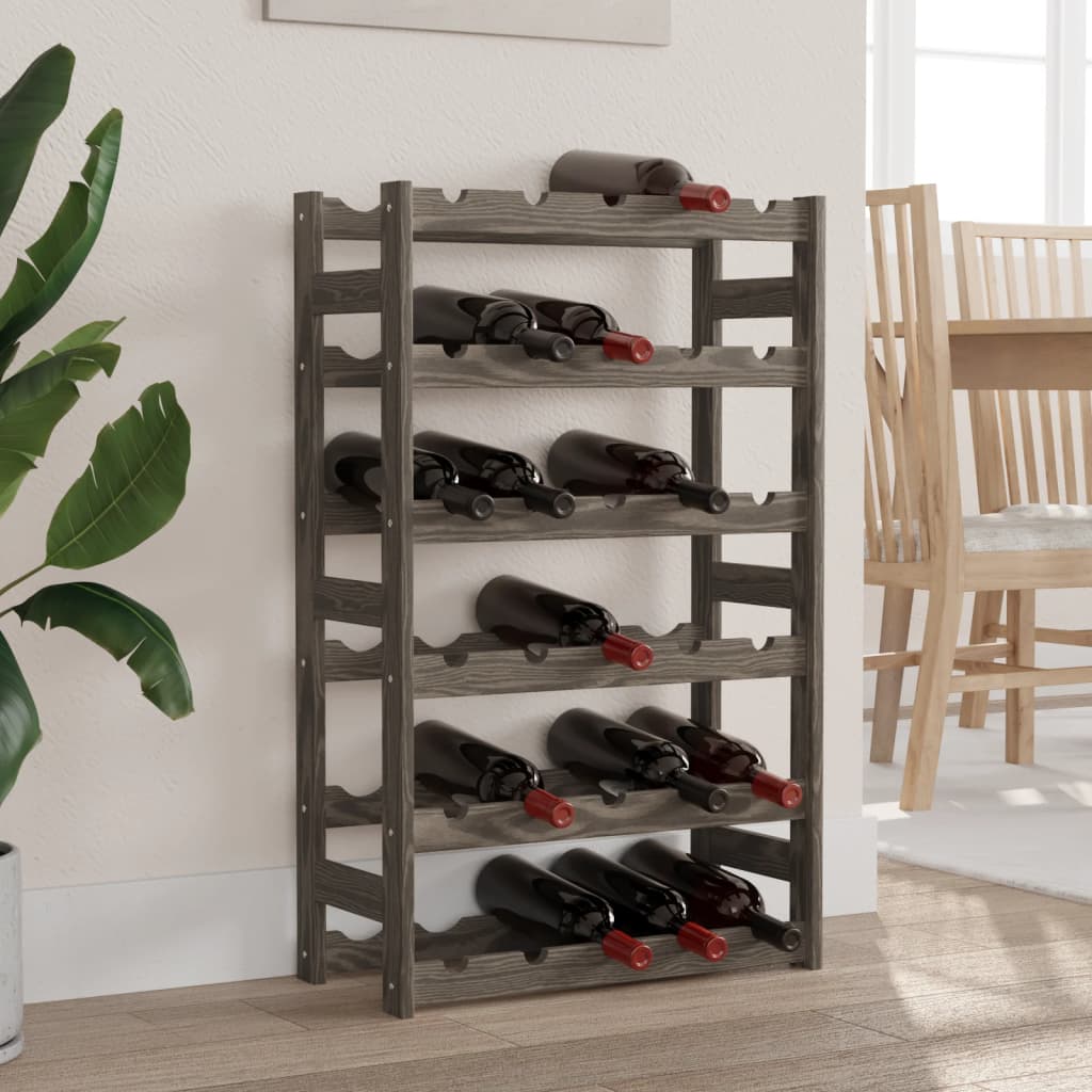 Weinregal Für 30 Flaschen Grau Massivholz Kiefer