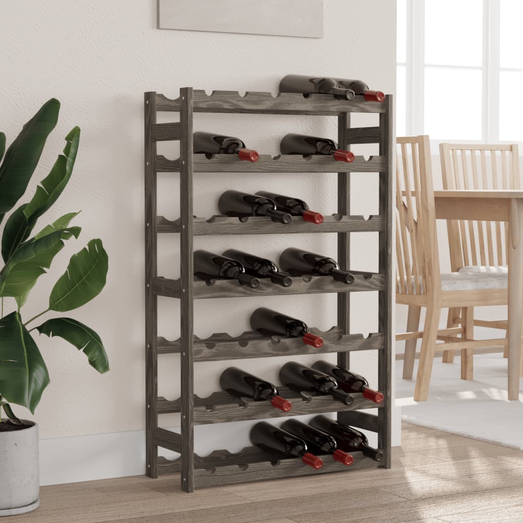 Weinregal Für 42 Flaschen Grau Massivholz Kiefer