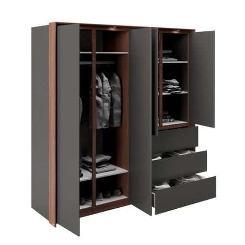 PHOENIX Kleiderschrank, BxHxT: 200 x 212 x 66,3 cm - braun