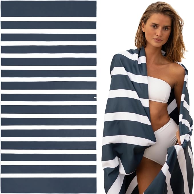 Großes Mikrofaser-strandtuch 180 X 90 Cm – Großes, Sandabweisendes Strandtuch – Leicht, Kompakt Und Schnelltrocknend – Dunkelblau
