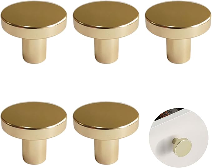 5 Stück Schubladenknöpfe Aus Massivem Messing, Runde Möbelknöpfe, Schrankgriffe, Ideal Für Kleiderschränke Und Garderoben