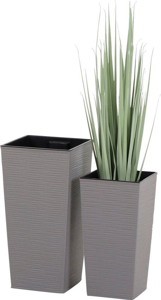 SIENA GARDEN Pflanzgefäß »ECO Nizza«, Kunststoff/Holzfaser, grau, rechteckig