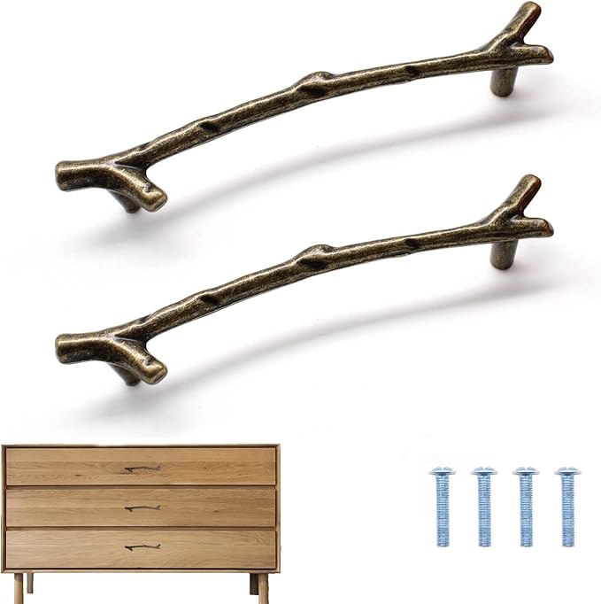 2 Stück Vintage-design-baumzweiggriffe, Robuste Möbelgriffe, Rostfreie Zinklegierungs-küchenmöbelgriffe, Für Schränke, Kommoden, Buffets, Kleiderschränke Und Schuhregale