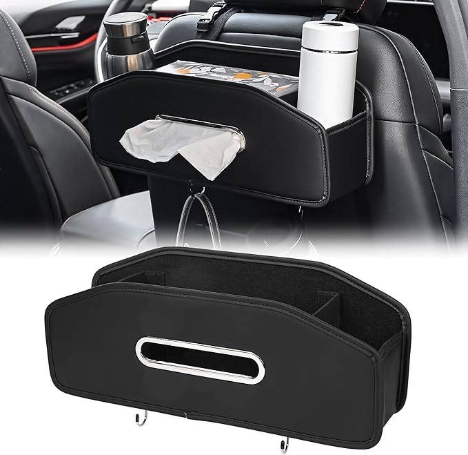 Auto-rücksitz-organizer Mit 2 Getränkehaltern, Hängender Kopfstützen-aufbewahrungsbox Mit Haken, Multifunktionaler Taschentuchbox Für Den Auto-rücksitz (36 Cm × 8 Cm × 16 Cm)