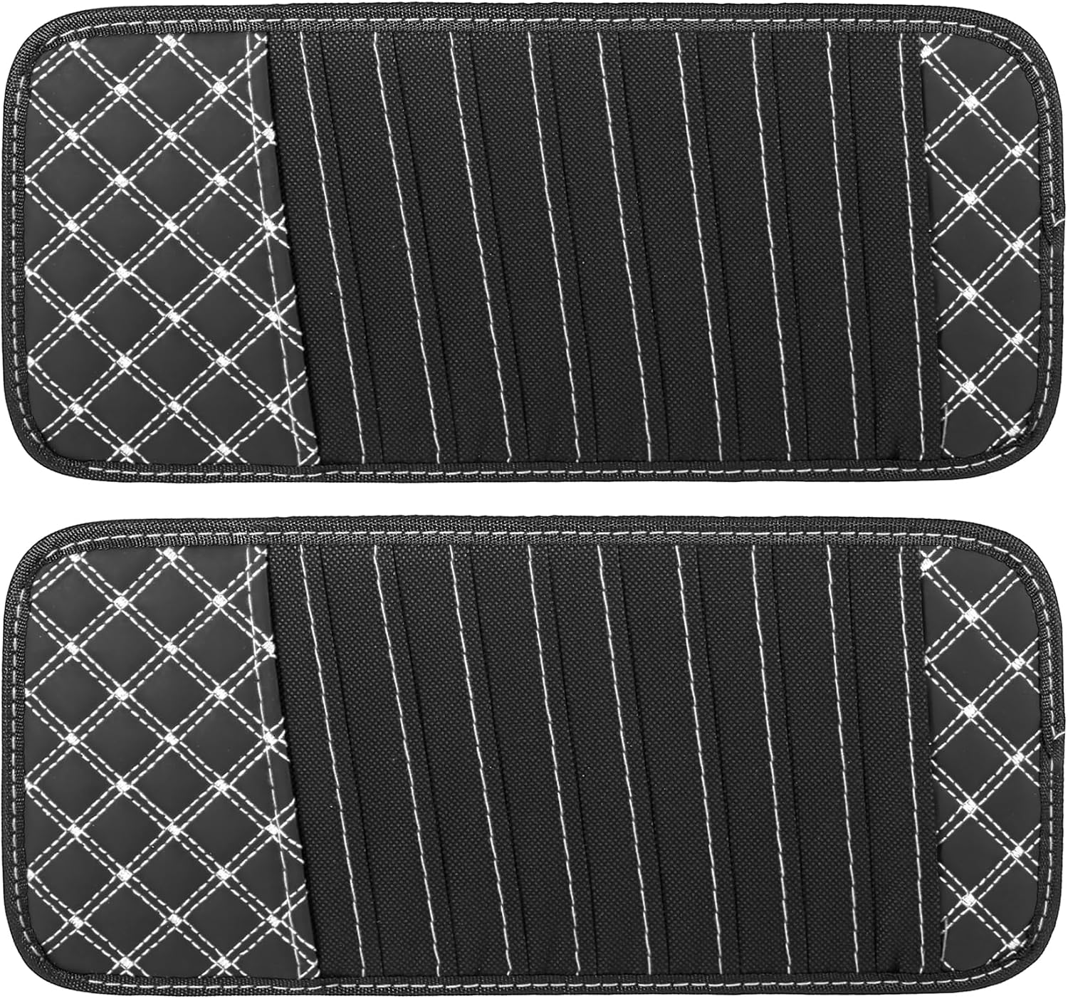 Set Mit 2 Aufbewahrungstaschen Für Die Sonnenblende Im Auto Mit 10 Dvd-fächern, Schwarz Mit Weißem Streifen