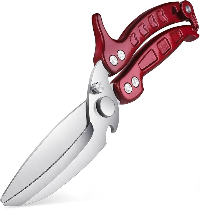 Geflügelschere, Extra Starke, Scharfe Küchenschere, Rote Küchenschere, Fleischschere, Spülmaschinenfest