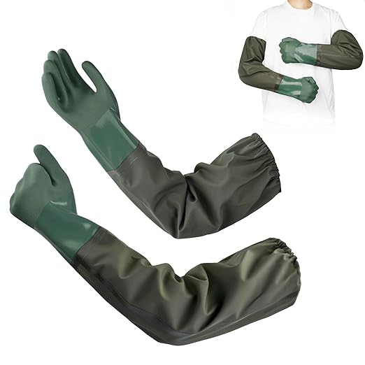 1 Paar Lange Gummihandschuhe (70 Cm), Geeignet Für Haushalt, Chemikalienschutz, Wasserdicht, Rutschfest, Für Teichreinigung, Industrie, Landwirtschaft, Fischerei Und Bauwesen